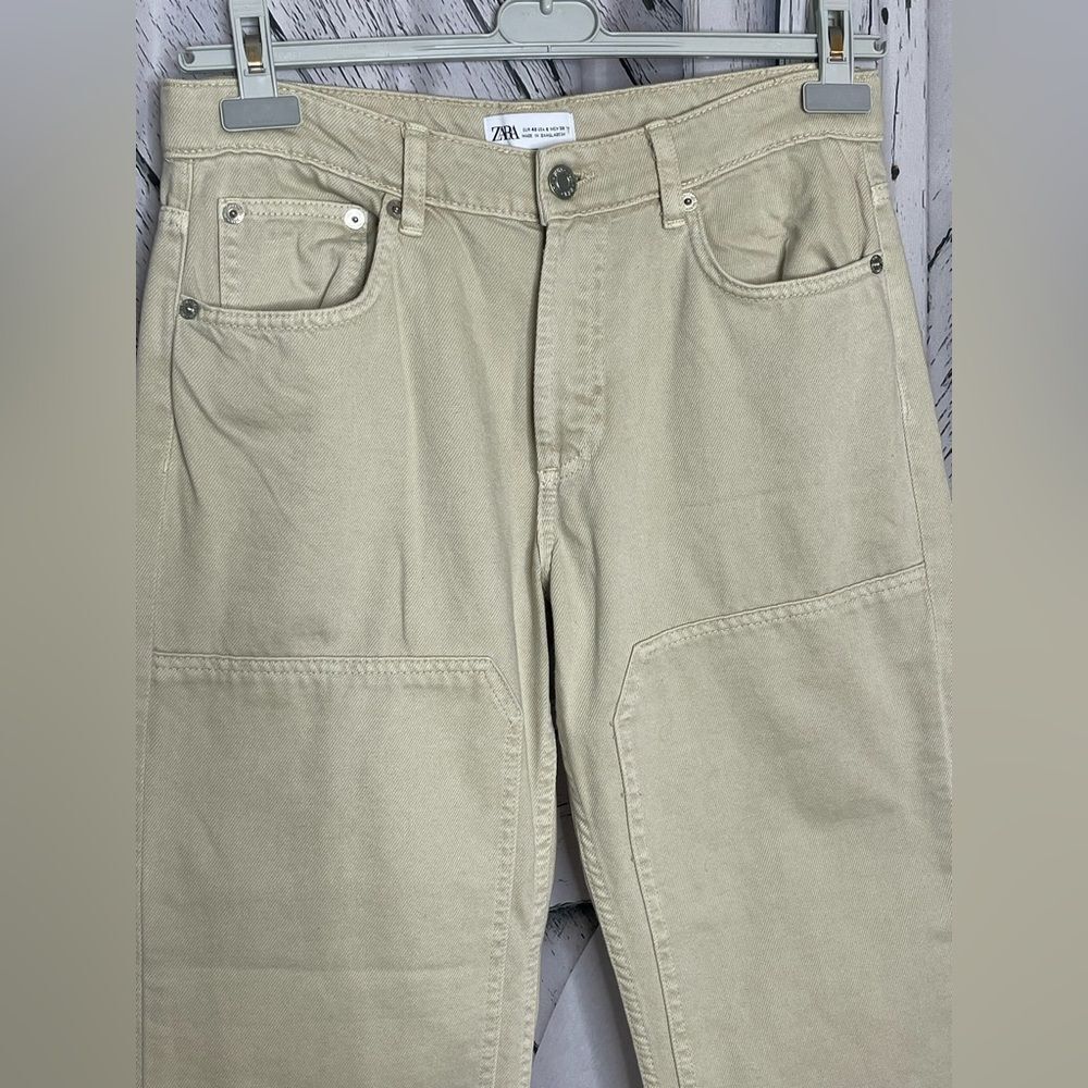 Zara Straight Leg Jeans Cream Denim 8 - Picture 2 of 8
